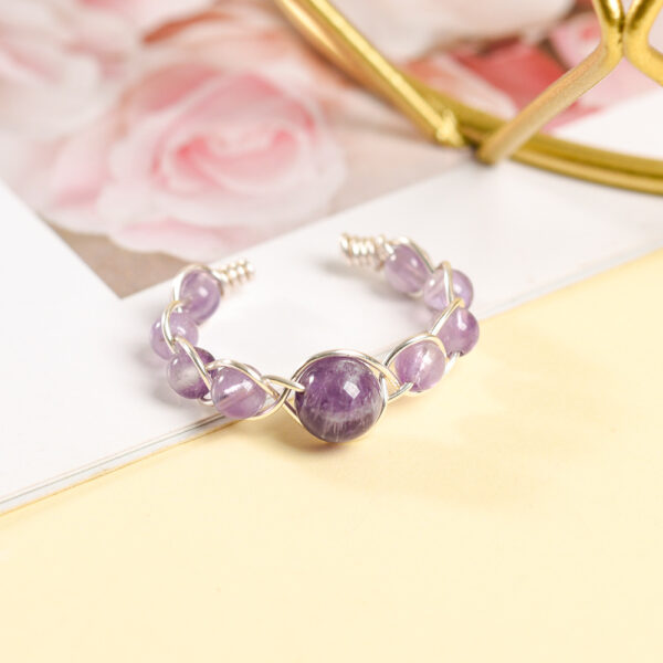 Natural Crystal Stone Beads Winding Ring