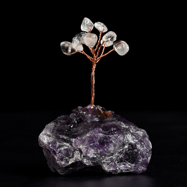 Miniature Natural Crystal Stone Tree With Raw Amethyst Base For Home Wedding Decoration