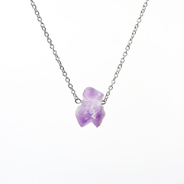 Natural Amethyst Tooth Irregular Rough stone Necklace