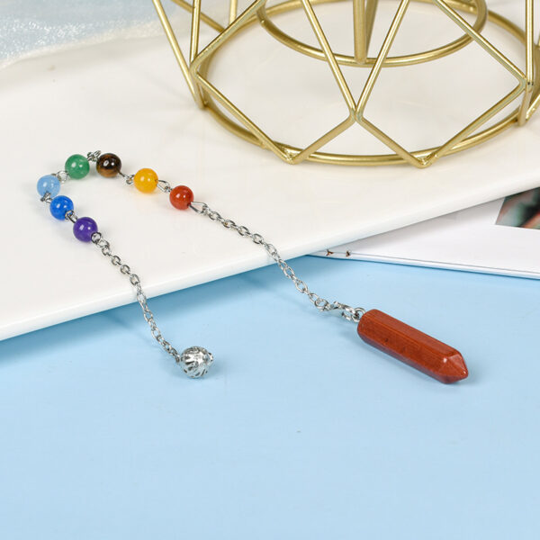 Natural Crystal Stone Hexagonal Pendant Colorful Beads Chain