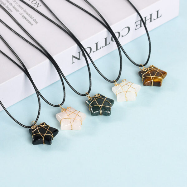 Natural Crystal Stone Star Necklace Wire Wrap