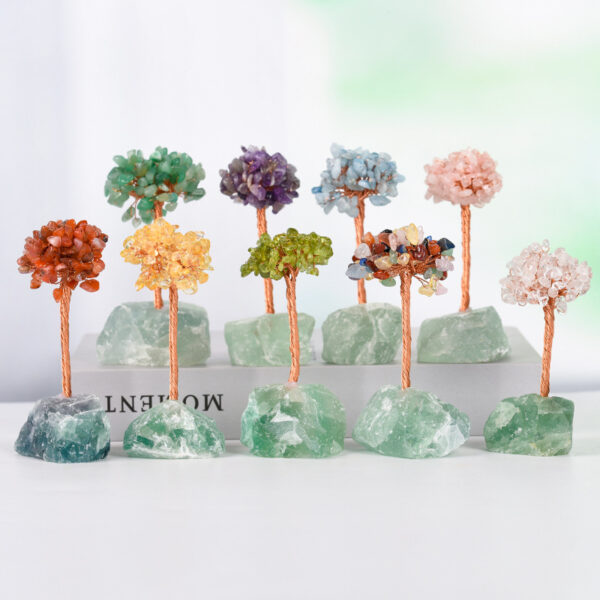 Natural Crystal Stone Tree With Raw Fluorite Base For Home Wedding Decoration