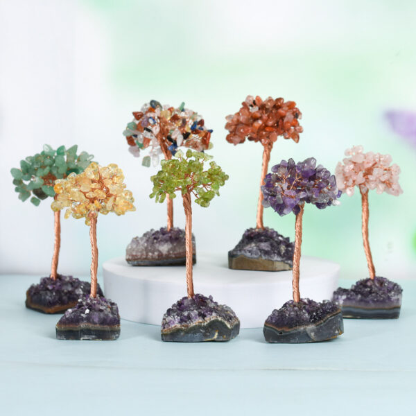 Natural Crystal Stone Tree with Amethyst Cluster Base For Home Wedding Decoration