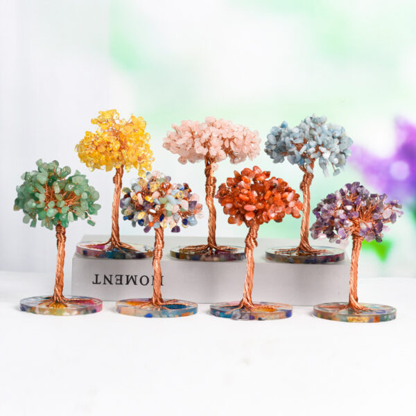 Natural Crystal Stone Tree with Colorful Base For Home Wedding Decoration