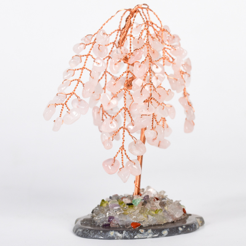 Natural Crystal Stone Willow Tree with Agate Base For Parting Gift See You07